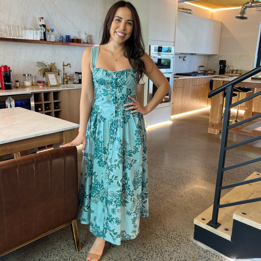 Peppermayo Teal Floral Midi Dress